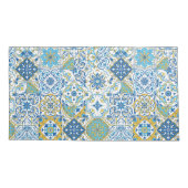 Azulejo-tegels in blauw en geel kussensloop (Achterkant-Links)