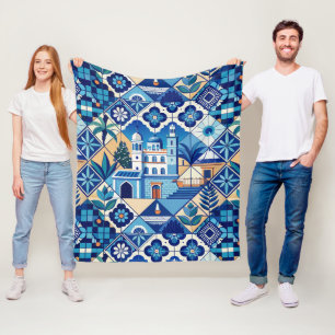 Azulejo Tegels Pattern Fleece Deken