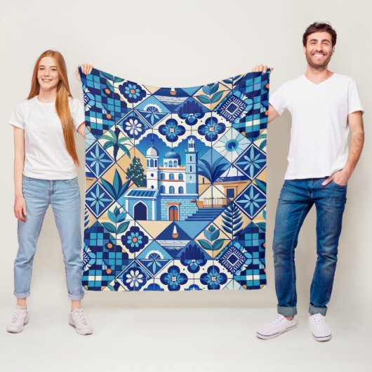 Azulejo Tegels Pattern Fleece Deken (In situ)
