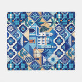 Azulejo Tegels Pattern Fleece Deken (Voorkant (Horizontaal))