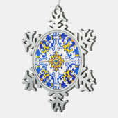 Azulejo Traditional Portugese Tegel Tin Sneeuwvlok Ornament (Rechts)