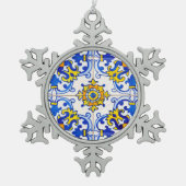 Azulejo Traditional Portugese Tegel Tin Sneeuwvlok Ornament (Voorkant)