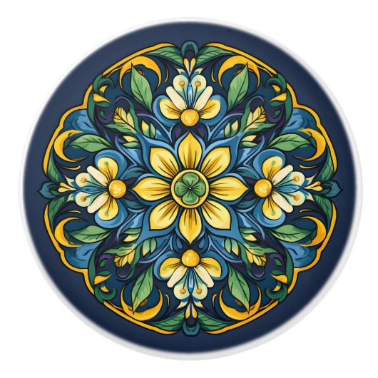 💙💛 Azulejos Andalusische zon Keramische Knop (Voorkant)