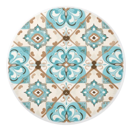 💙💛 Azulejos Aqua Medallion Keramische Knop (Voorkant)