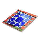 Azulejos blauw witte indigo geometrische wandkunst tegeltje (Zijkant)