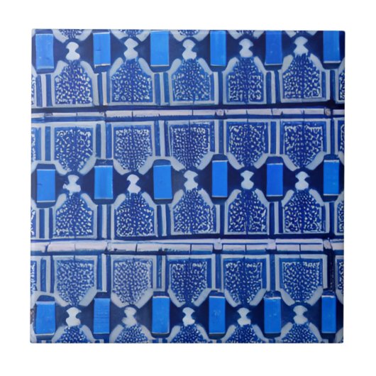Azulejos blauwe geometrische kunst tegeltje (Voorkant)
