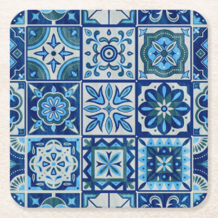 Azulejos Blauwe Portugal Patroon Kartonnen Onderzetters