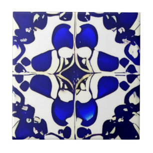 Azulejos blauwe witte indigogeometrische kunst tegeltje