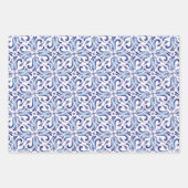 Azulejos Blue Floral Pattern Inpakpapier Vel (Voorkant 2)