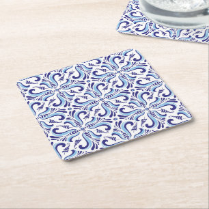Azulejos Blue Floral Pattern Kartonnen Onderzetters