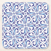 Azulejos Blue Floral Pattern Kartonnen Onderzetters (Voorkant)