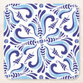 Azulejos Blue Floral Pattern Kartonnen Onderzetters (Voorkant)