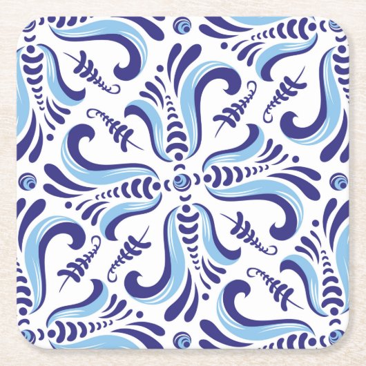 Azulejos Blue Floral Pattern Kartonnen Onderzetters (Voorkant)
