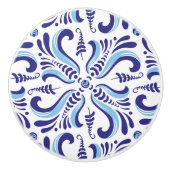 Azulejos Blue Floral Pattern Keramische Knop (Voorkant)