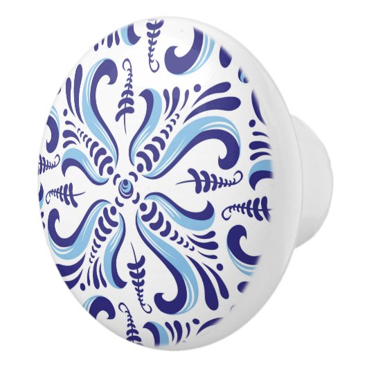 Azulejos Blue Floral Pattern Keramische Knop (Rechts)