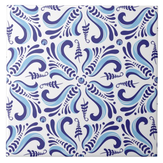 Azulejos Blue Floral Pattern Tegeltje (Voorkant)