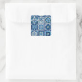 Azulejos Blue Portugal Pattern Vierkante Sticker (Tas)