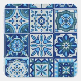 Azulejos Blue Portugal Pattern Vierkante Sticker