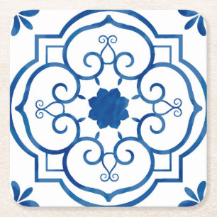 Azulejos Blue White Ceramik Ornament Paper Onderze Kartonnen Onderzetters