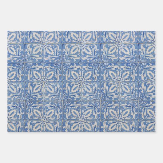  Azulejos Blue White Inpakpapier Vel (Voorkant 3)