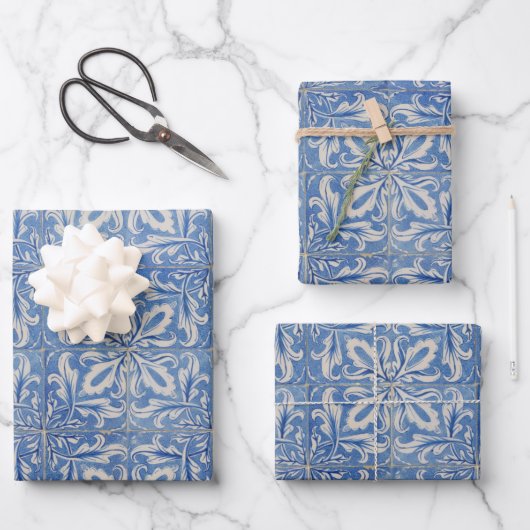  Azulejos Blue White Inpakpapier Vel (Voorkant)