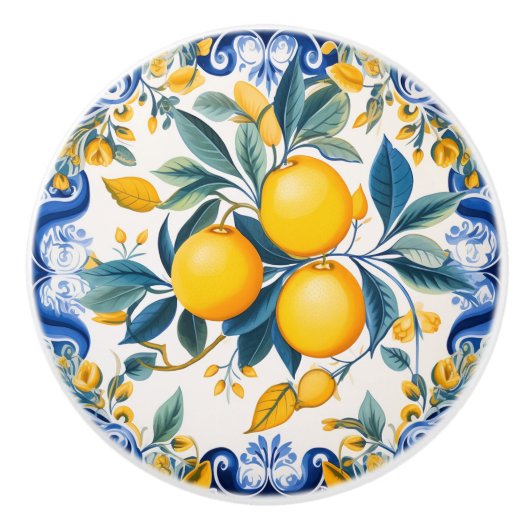 💙💛 Azulejos citroenrol Keramische Knop (Voorkant)