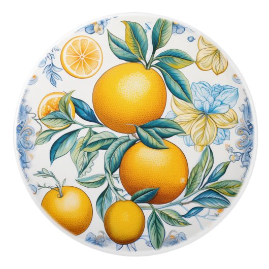 💙💛 Azulejos Citrus Bloom Keramische Knop (Voorkant)