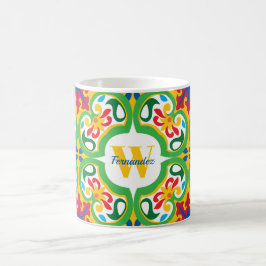 💛🧡💚 Azulejos, decoratief patroon, gepersonalis Koffiemok