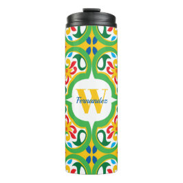 💛🧡💚 Azulejos, decoratief patroon, gepersonalis Thermosbeker