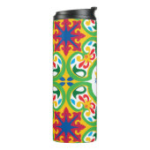 💛🧡💚 Azulejos, decoratief patroon, gepersonalis Thermosbeker (Gedraaid links)