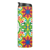 💛🧡💚 Azulejos, decoratief patroon, gepersonalis Thermosbeker (Geroteerd rechts)