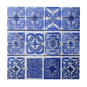 Azulejos geometrische art blauwe witte tegels tegeltje