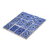 Azulejos geometrische art blauwe witte tegels tegeltje (Zijkant)