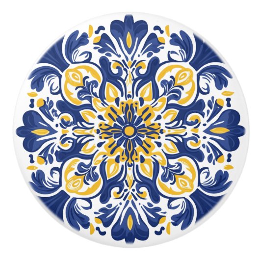 💙💛 Azulejos Golden Lisboa Keramische Knop (Voorkant)