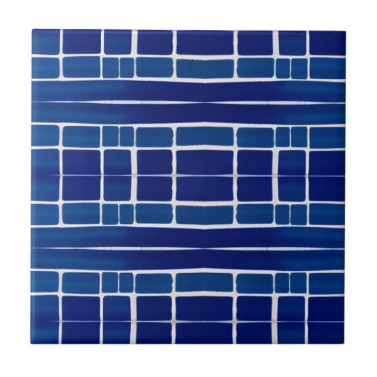 Azulejos indigo tegel geometrische kunst tegeltje (Voorkant)