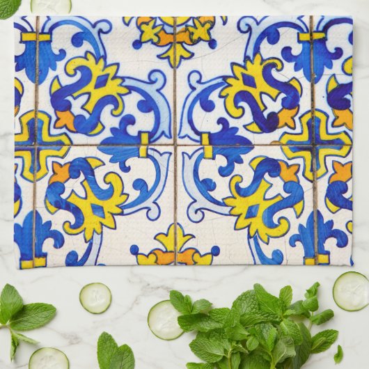 Azulejos keramische tegels theedoek (Gevouwen)
