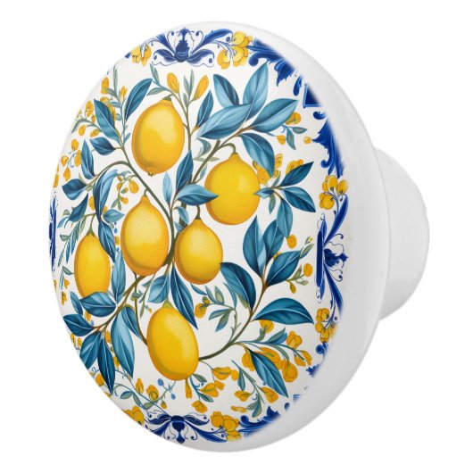 💙💛 Azulejos Lemon Bouquet Keramische Knop (Rechts)
