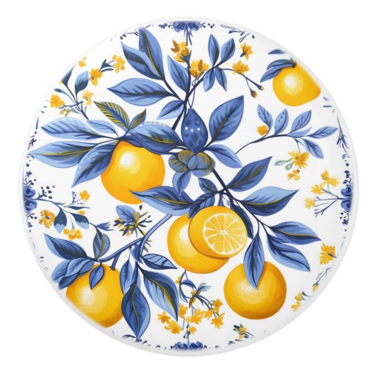 💙💛 Azulejos Lemon Grove Keramische Knop (Voorkant)