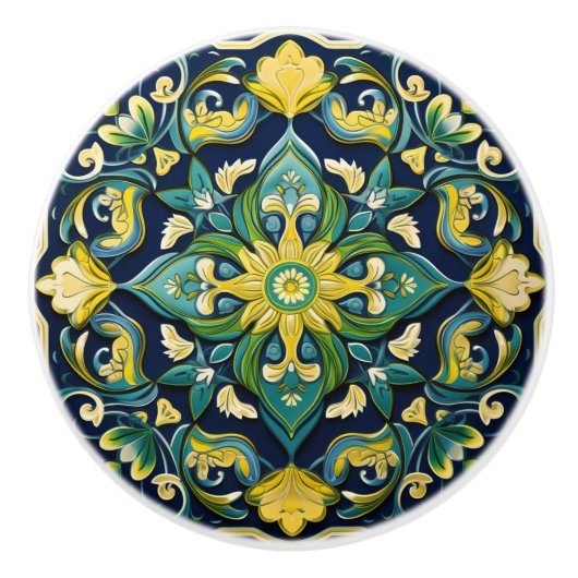 💙💛 Azulejos Midnight Garden Keramische Knop (Voorkant)