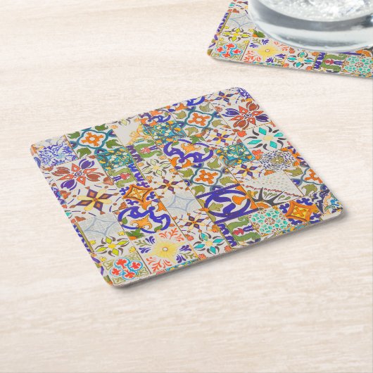 Azulejos  Pattern Portugal Kartonnen Onderzetters (Schuin)