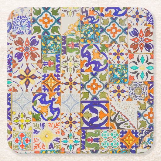 Azulejos  Pattern Portugal Kartonnen Onderzetters (Voorkant)