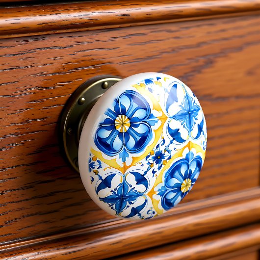 💙💛 Azulejos Porto Bloom Keramische Knop