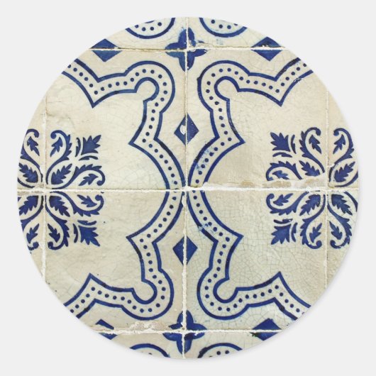 Azulejos, Portuguese Tiles Ronde Sticker (Voorkant)