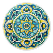 💙💛 Azulejos Sevilla Bloom Keramische Knop (Voorkant)