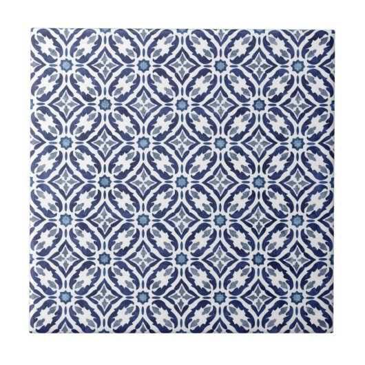 Azulejos Spaans Tile Talavera Blue Indigo Tegeltje (Voorkant)