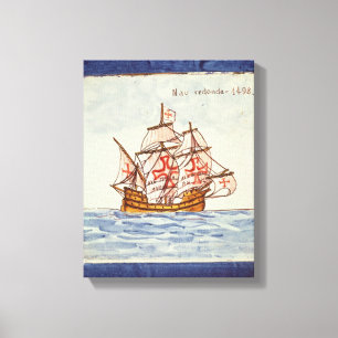 Azulejos-tegel die een schip afschildert uit Sagre Canvas Afdruk