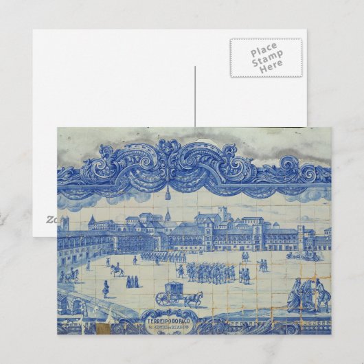 Azulejos tegels die de Praca do Comercio weergeven Briefkaart (Voorkant / Achterkant)