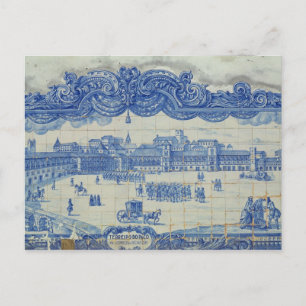 Azulejos tegels die de Praca do Comercio weergeven Briefkaart