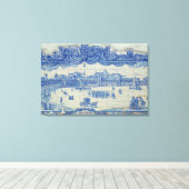 Azulejos tegels die de Praca do Comercio weergeven Canvas Afdruk (Insitu (Houten vloer))