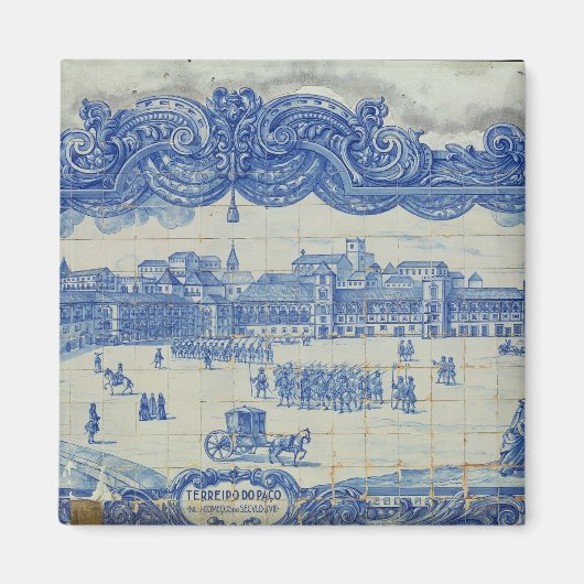 Azulejos tegels die de Praca do Comercio weergeven Magneet (Voorkant)